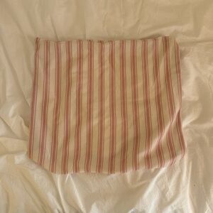 Pink and cream striped pillow case